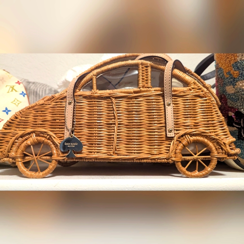Kate Spade S14 Vita Riva Wicker Beetle Car Bag – Limited Edition Novelty Purse